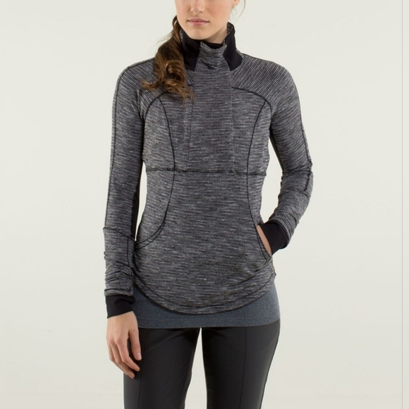 Lululemon Base Runner Half Zip Coco Pique Black White/Black long sleeve stretchy - Picture 9 of 11